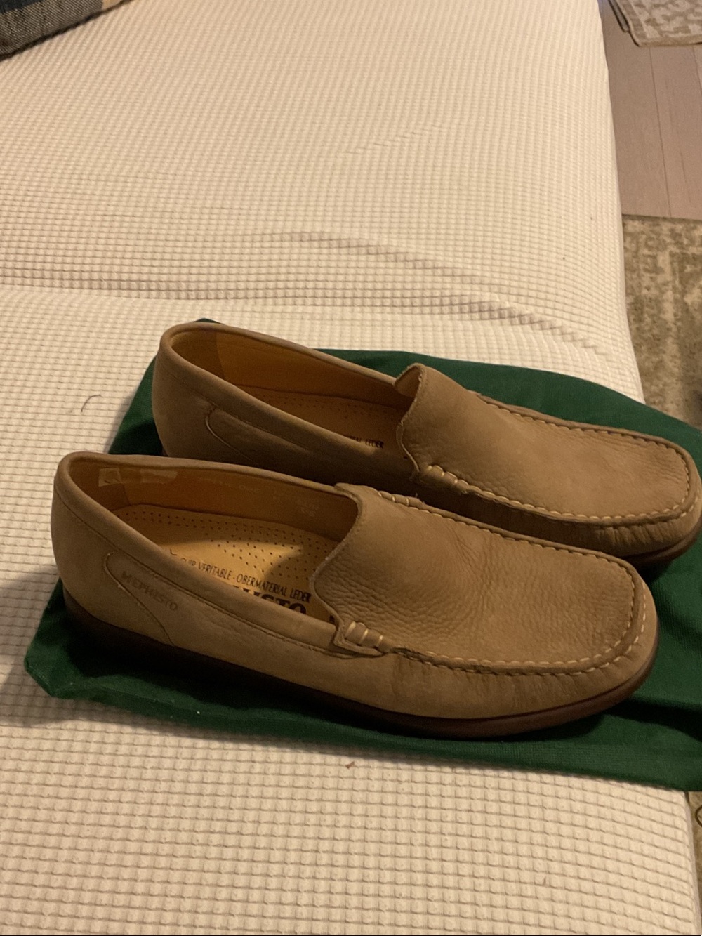 Mephisto Men's Tan Leather Slip-On Loafers